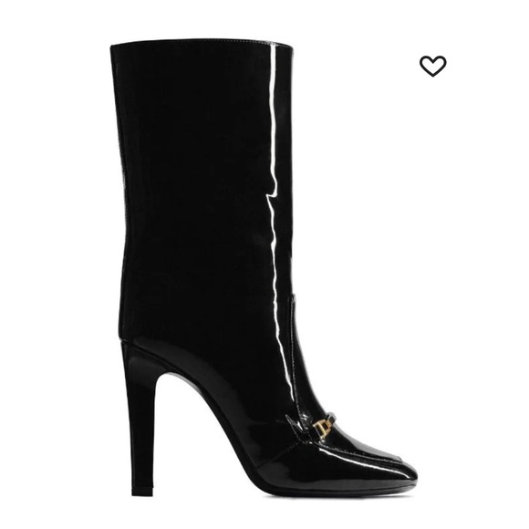 Saint Laurent Lala square-toe boots Black Patent Leather boots - Picture 2 of 10